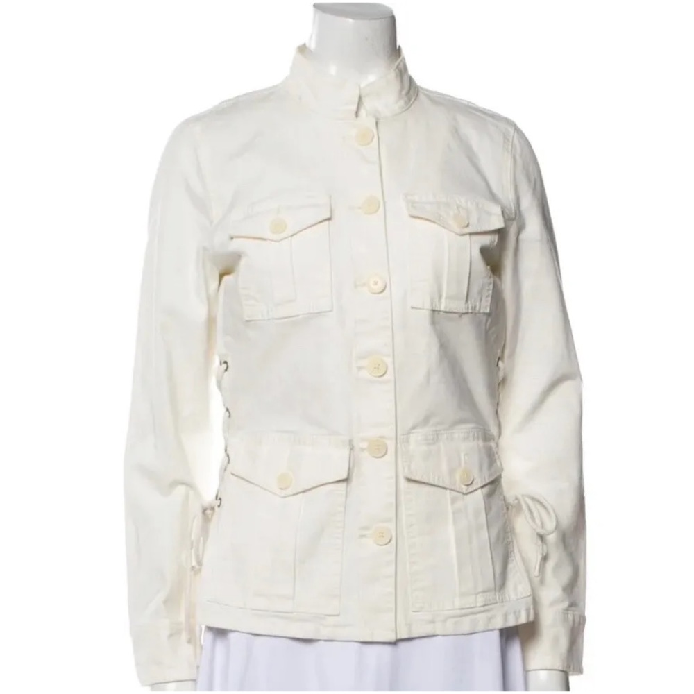 Tory Burch White Cotton Lace-Up Jacket/Blazer